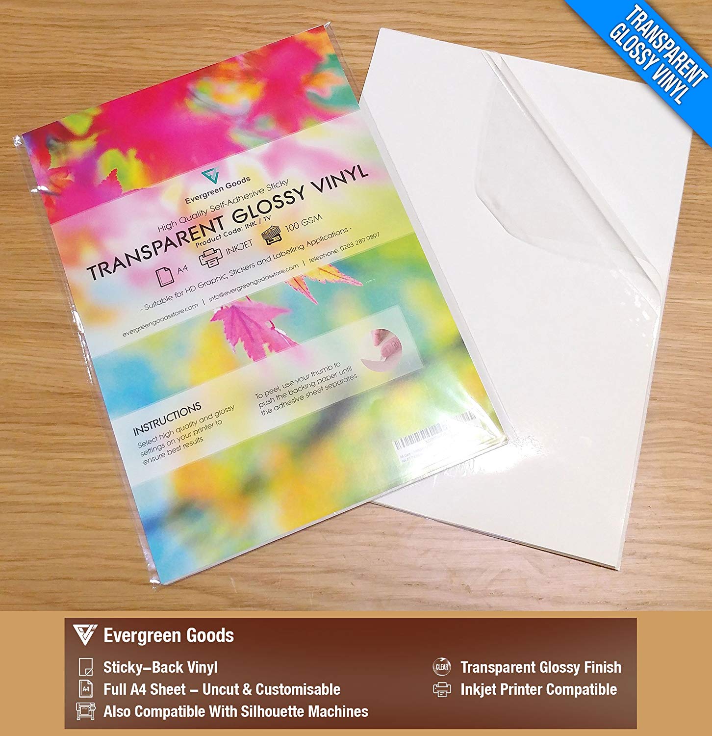 A4 Transparent Sticker Vinyl - 20 Sheets Clear Inkjet Printable Sticker Paper for Inkjet, Transparent / Clear