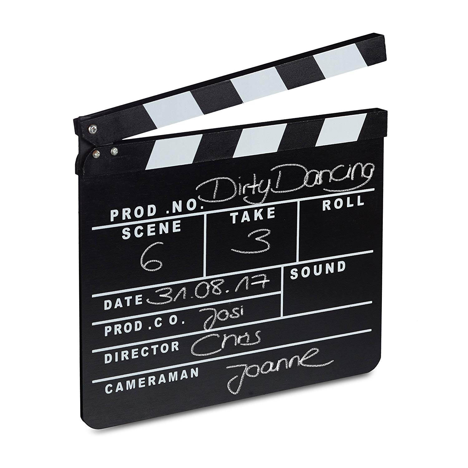 Relaxdays GmbH 10021346 Hollywood Film Directors Clapperboard, Black, White, 26 x 30 cm