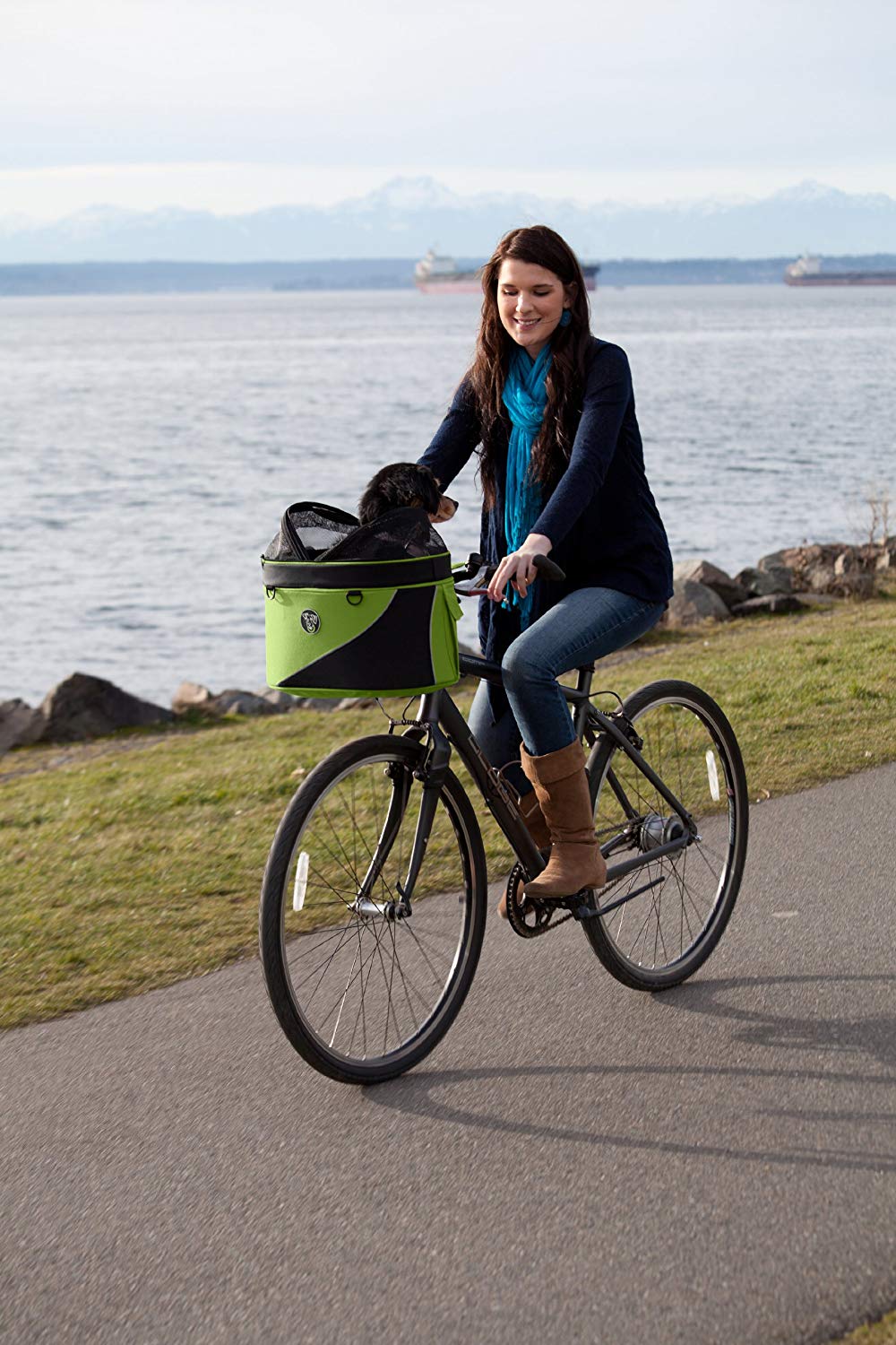 DoggyRide, Green Cocoon Bike Basket for Pets INCL. klickFix & Rain Cover, Pet Carier And Car Seat, M - Image 2