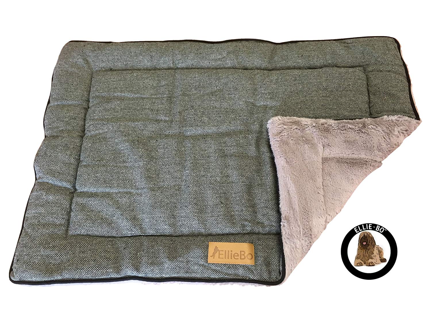 Ellie-Bo Large Reversible Tweed and Grey Faux Fur Mat for 36-inch Dog Cage, 87 x 57 x 3 cm (L x W x H) - Image 4