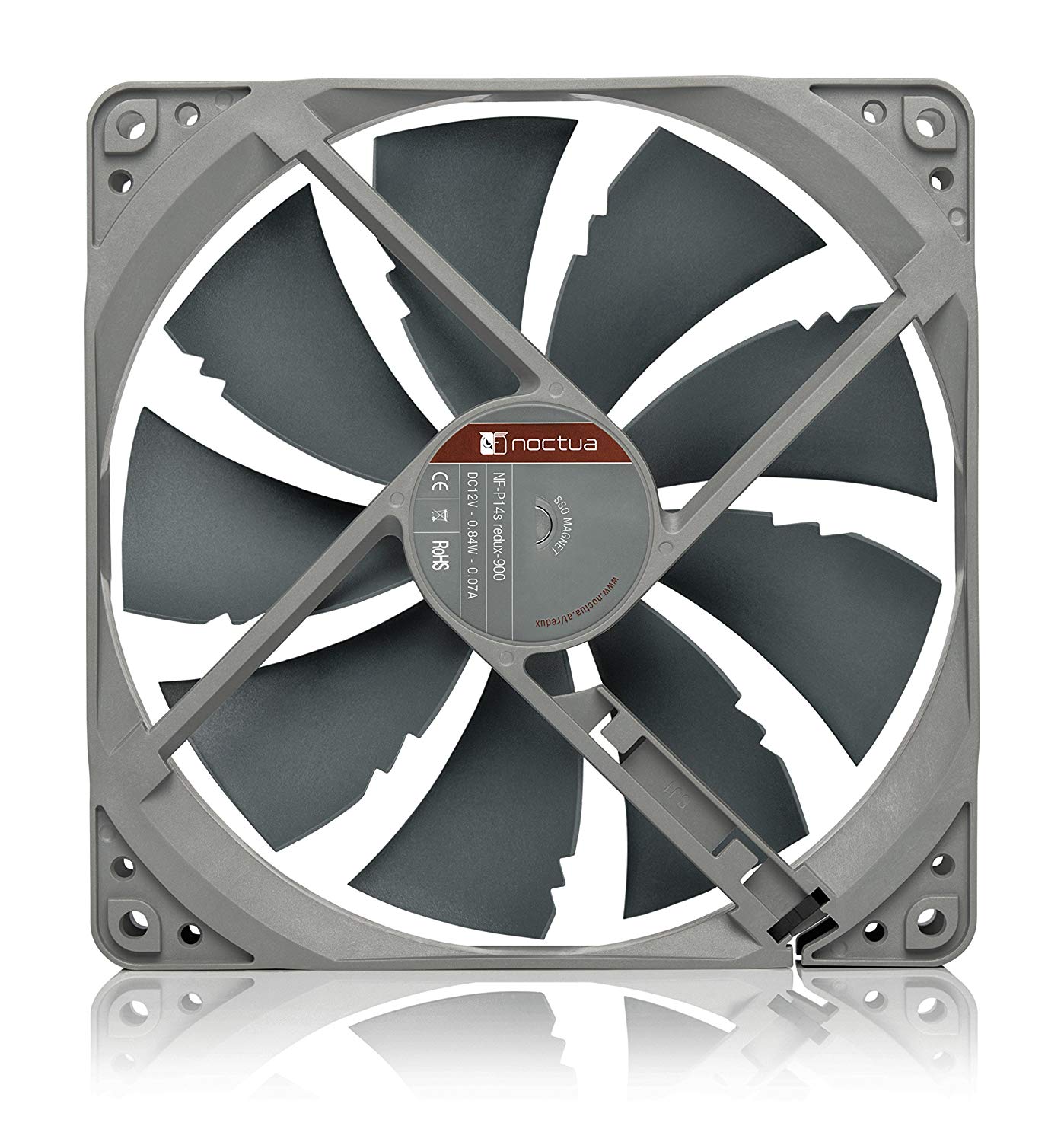 Noctua NF-P14s redux-900, Ultra Quiet Silent Fan, 3-Pin, 900 RPM (140mm, Grey), 140x140x25mm square - Image 3