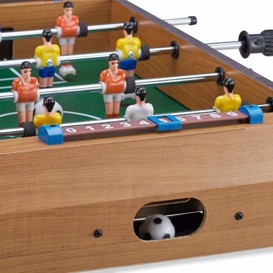 Relaxdays Table Football Game, Kids, Adults, Wooden Look, Durable, Foosball, H x W x D: 11 x 51 x 50 cm, Green-Brown - Image 4