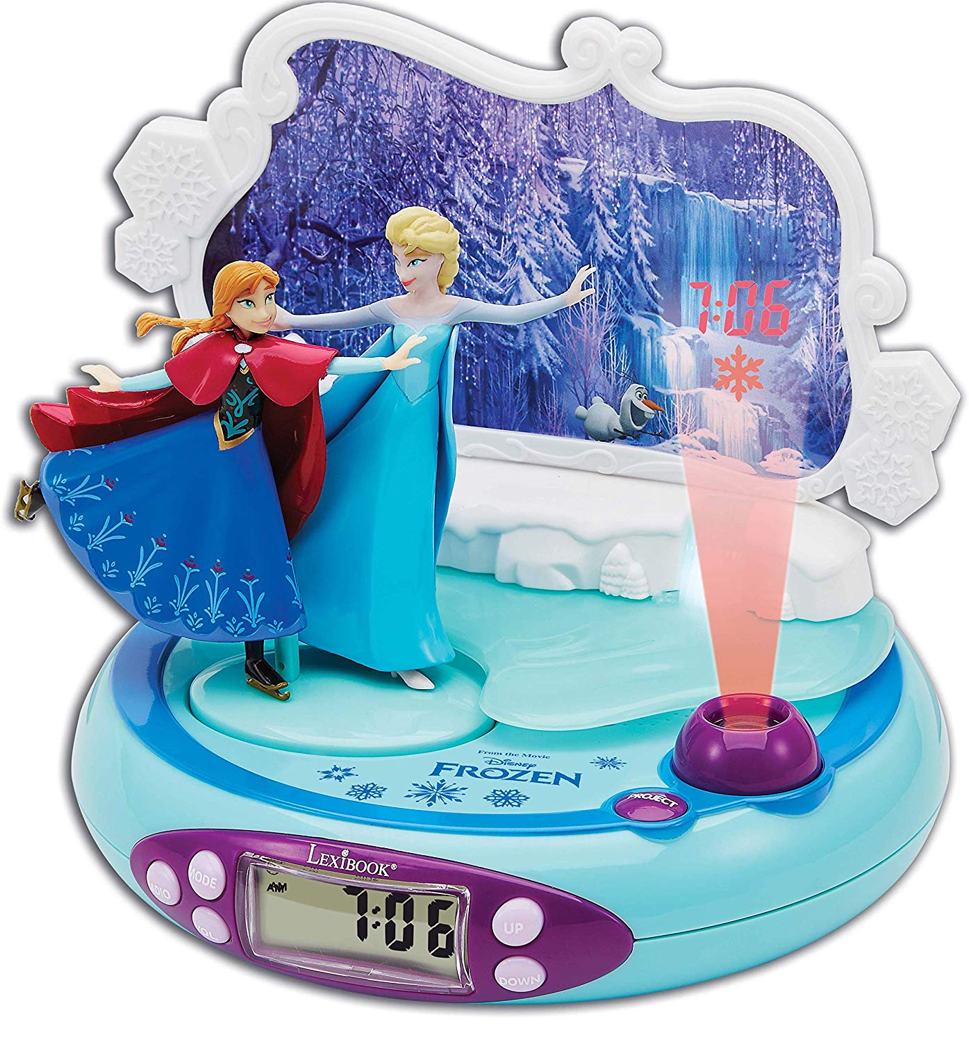 Lexibook Disney Frozen Elsa Projector Radio clock, night light, time