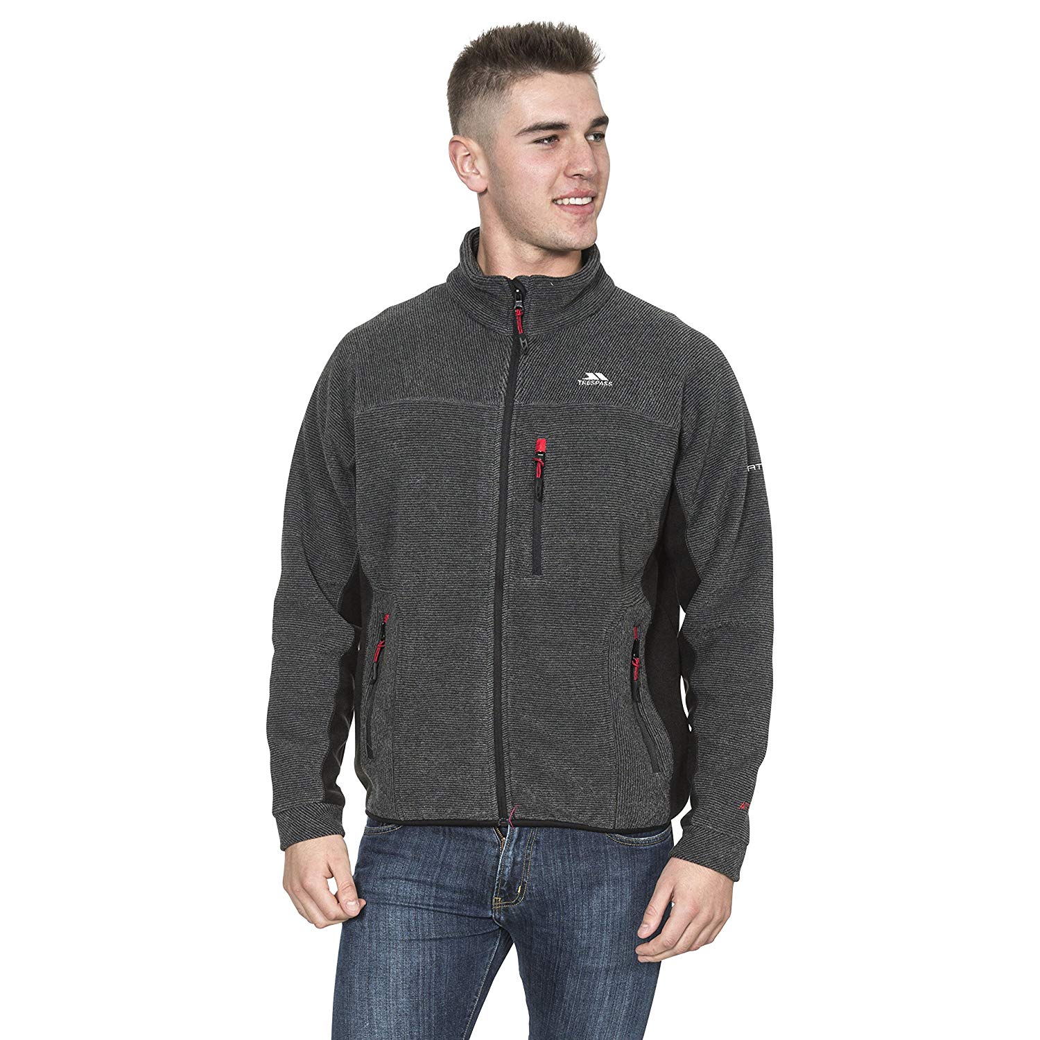 Trespass Mens Fleece Jacket with Full Zip Walking Casual Jynx, Black, XL