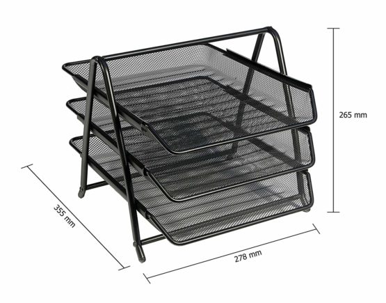 Osco Mesh Letter Tray 3-Tier Scratch-resistant Stackable Front-load Portrait Foolscap Black Ref 3TT B - Image 4
