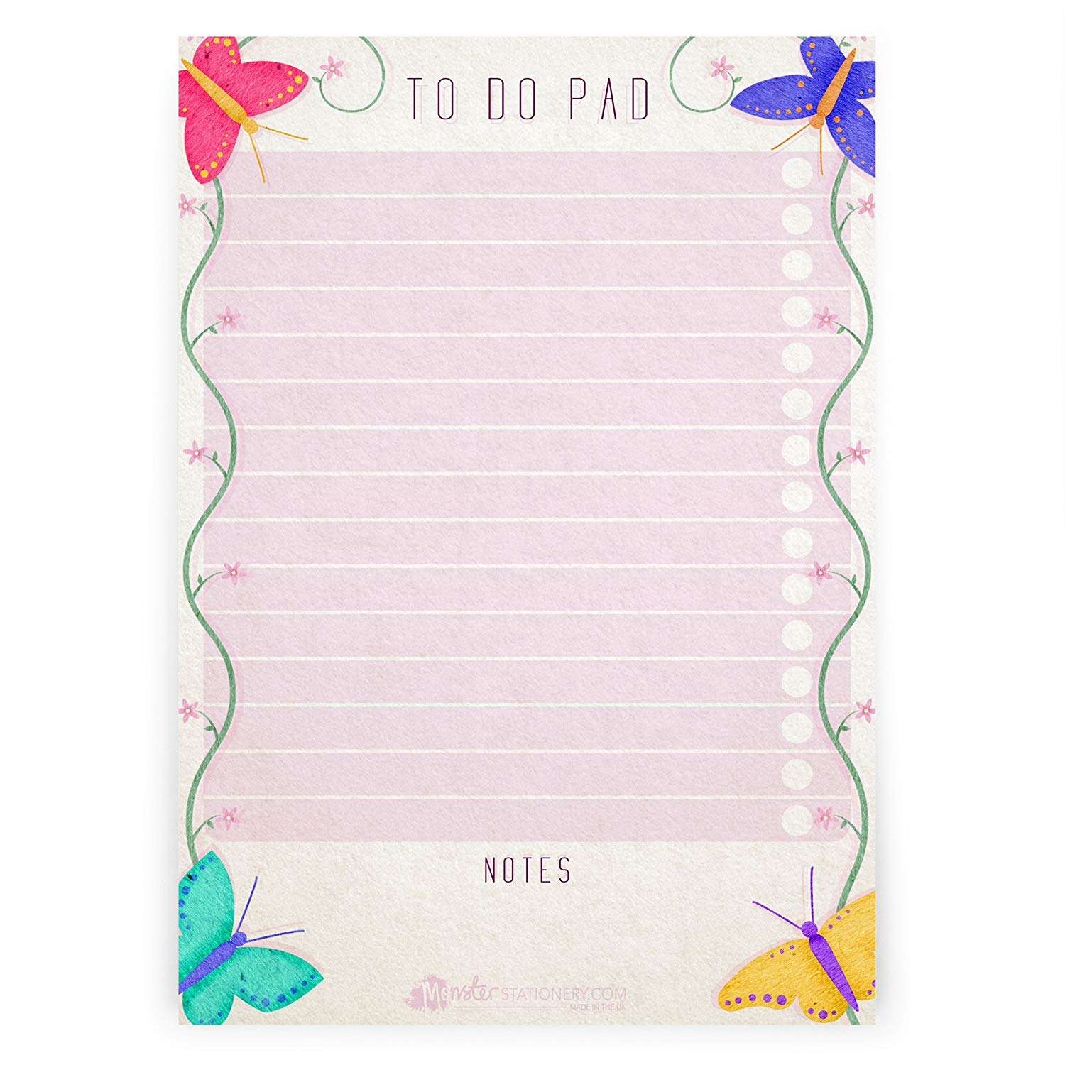 Ashton and Wright - Butterfly Design - A5 to Do Pad/Daily Schedule Planner/Desk Pad - 60 Sheets - 80gsm - Made in UK - Image 2
