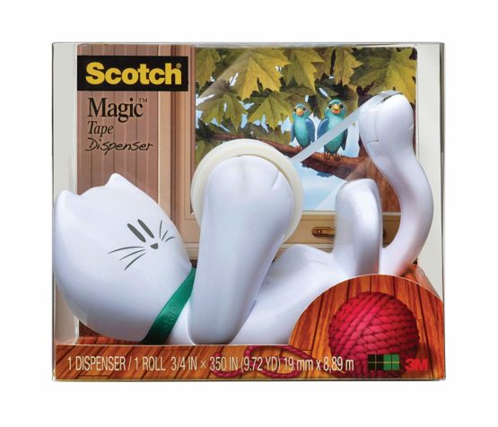 Scotch Cat Tape Dispenser with 1 Roll of Scotch Magic Tape - Holds Tape up to 19 mm Wide x 8.89 m Long - Cute Stationery Sets and Cute Gifts - White - Image 2