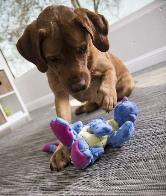 goDog Dragon with Chew Guard Technology Tough Plush Dog Toy, Large, Periwinkle - Image 4