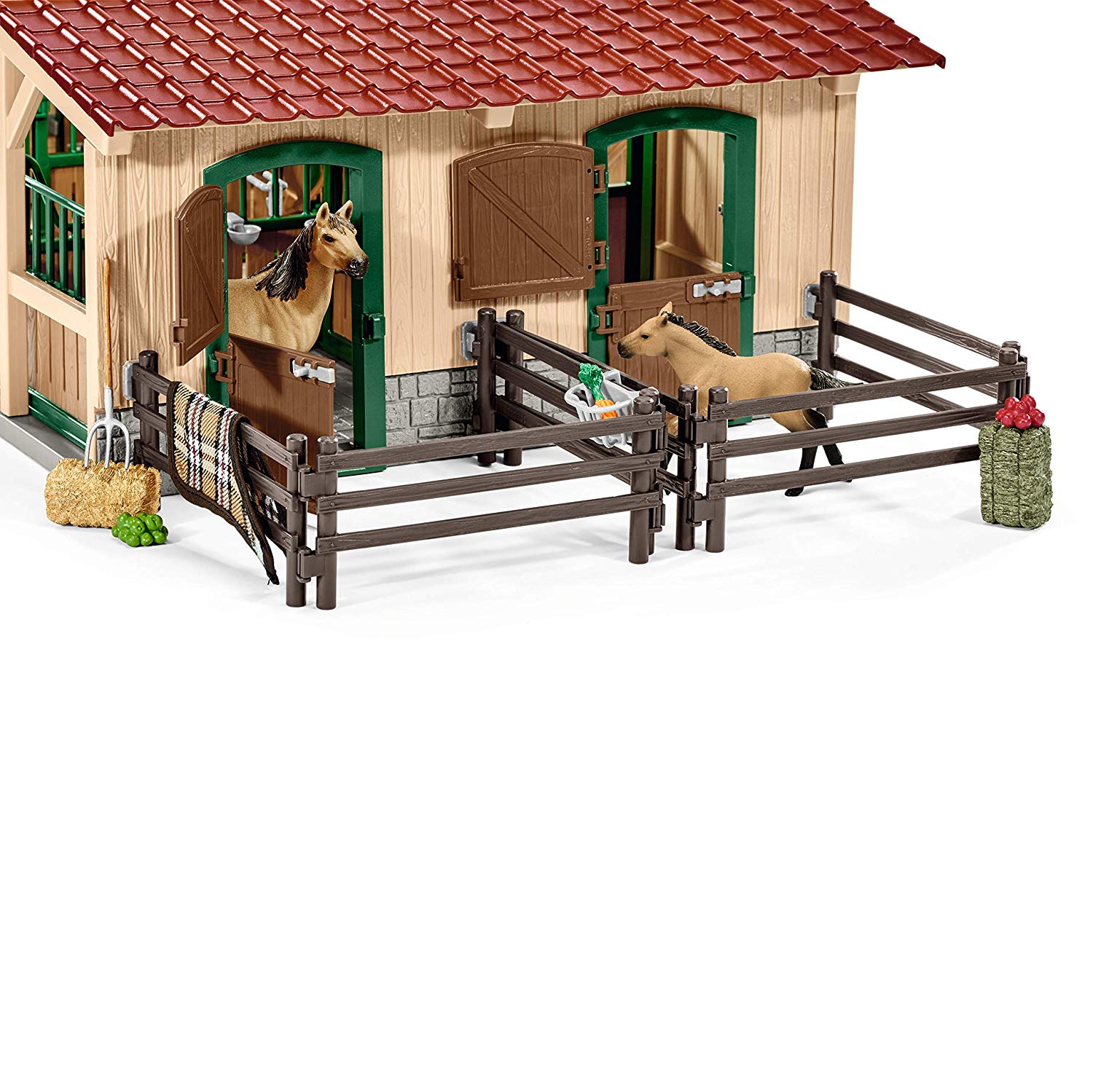 SCHLEICH Farm World, 96PC Horse Barn and Stable Playset, Riding Center with 2 Pony Toys, Rider Figurine, and accessories - Image 4