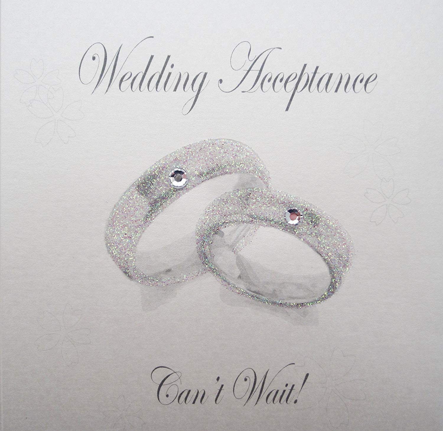 white cotton cards Handmade Wedding Acceptance Can't Wait Wedding Bands Acceptance Card, White, PD257, Pack of 1