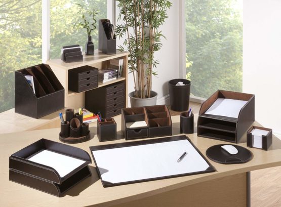 Osco Faux Leather 3 Tier Letter Tray - Brown - Image 2