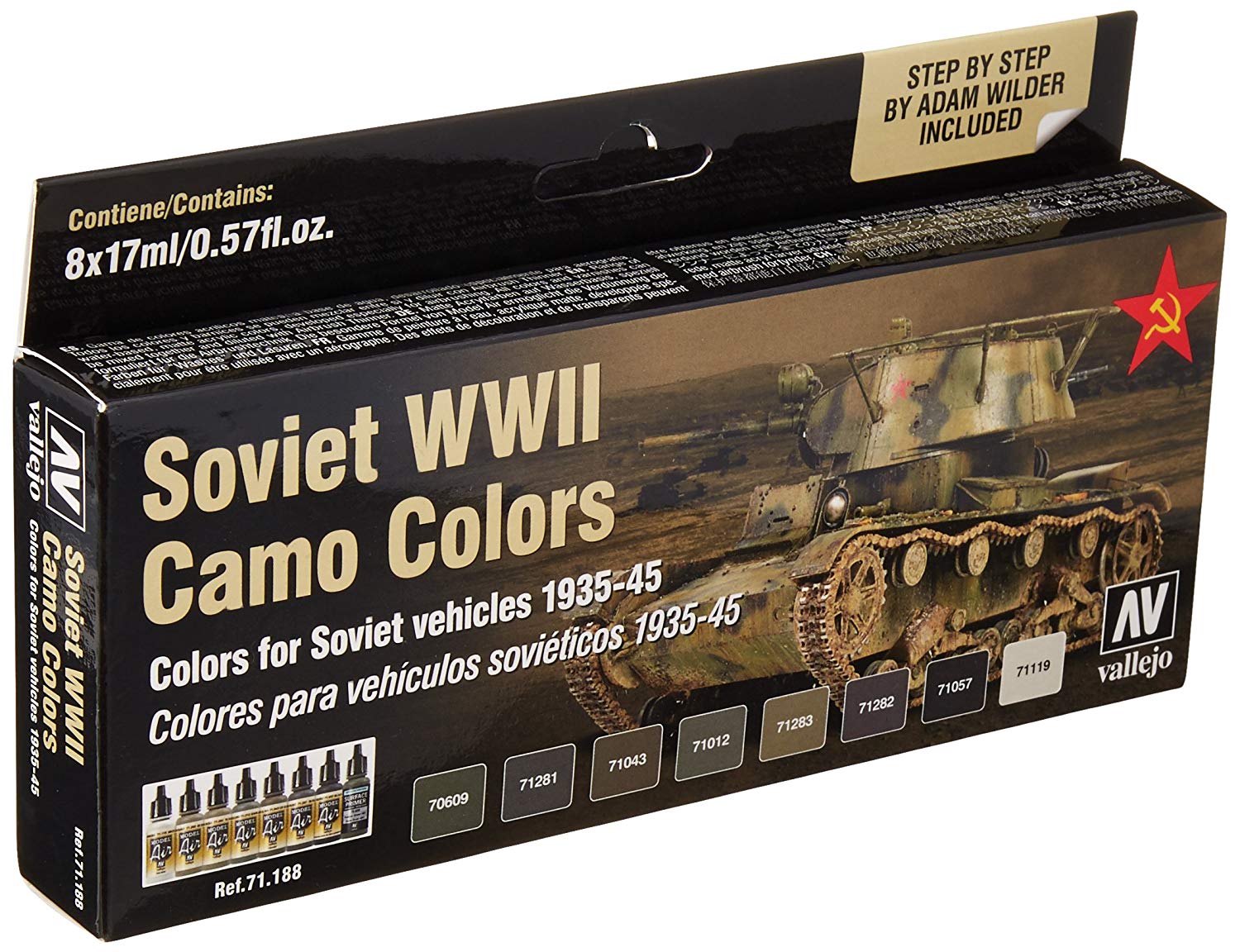 Acrylicos Vallejo VJ71188 "Soviet Wwii Camo Colors" Model Air Set, Green, 136 ml (Pack of 1)