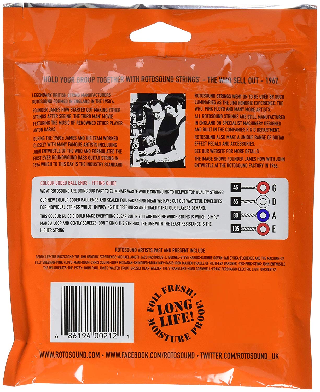 CRS RN66LD Swing Rotosound Bass Strings 45-105 Vintage, Nickel - Image 2