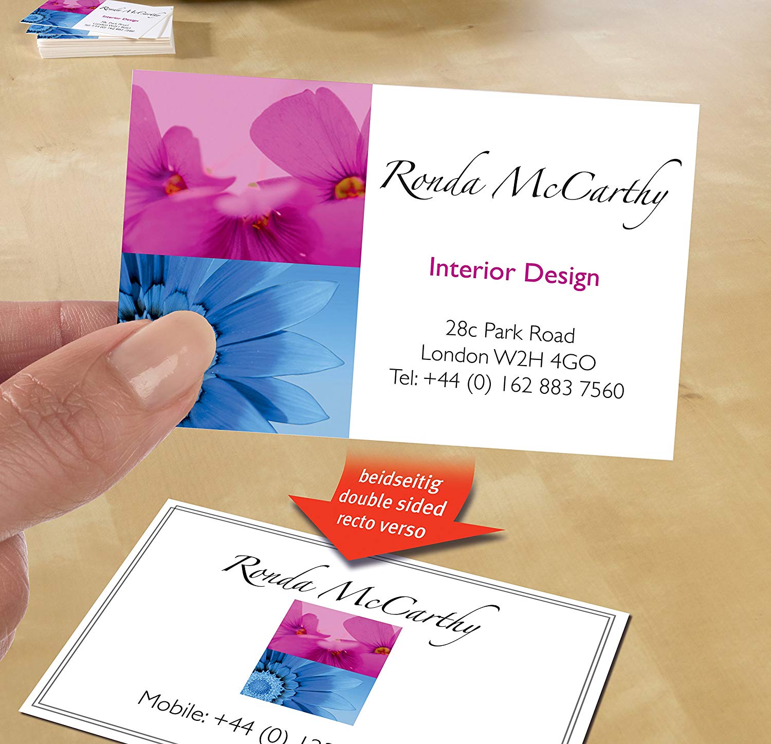 Avery Zweckform C32028-25 Premium Business Card Special Inkjet Coating on Both Sides Gloss Finish 85 x 54 mm 240g/sqm / 25 Sheets / 200 Items - Image 3