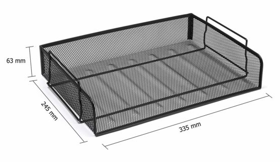 Osco Mesh Letter Tray Scratch-resistant Stackable Side-load Landscape Foolscap Black Ref LT-SSL B - Image 4