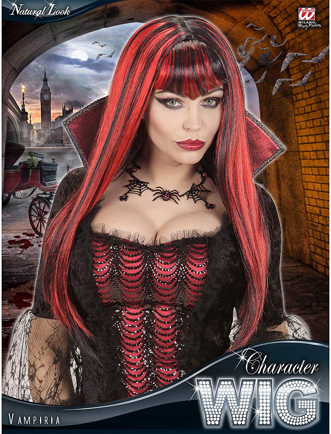 Widmann ? Vampiress Wig in Box Womens, Red, One Size, vd-wdm02073, 29 cm x 4 cm - Image 2