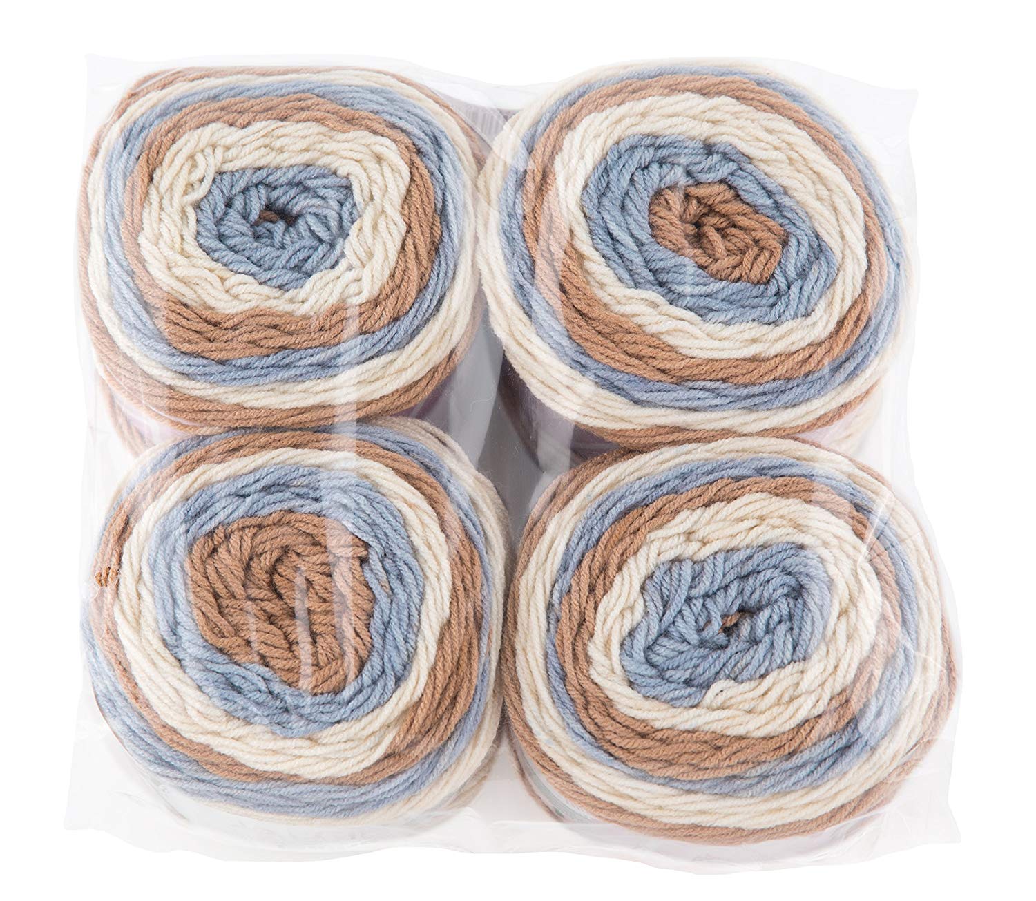 Gründl Lollipop Design Pack of 4 x 150 g Hand Knitting Wool/Yarn Ball 100% Polyacrylic, Caramel Swirl, 24 cm x 24 cm x 10 cm