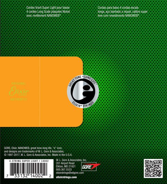Elixir 14002 Strings Nickel Plated Steel 4-String Bass Strings w NANOWEB Coating, Long Scale, Super Light (.040-.095) - Image 3