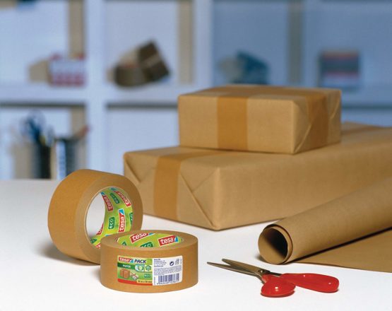 tesa Paper Packaging Tape Made From Recycled Materials for Packing Parcels and Boxes 50 m x 50 mm - Pack of 6 - Image 2
