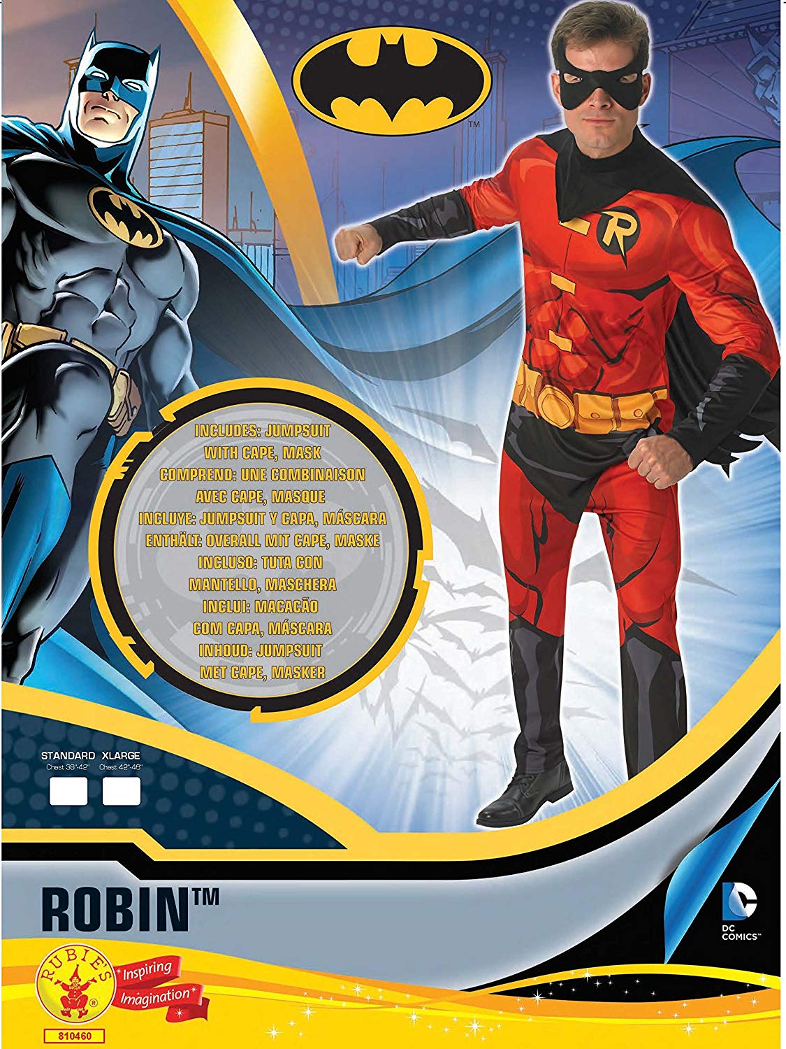 Costume Officiel Robin Batman Pour Femme - Robe, Cape, Gants Et Masque - Taille 17-18 Ans - Rouge - Rubie's