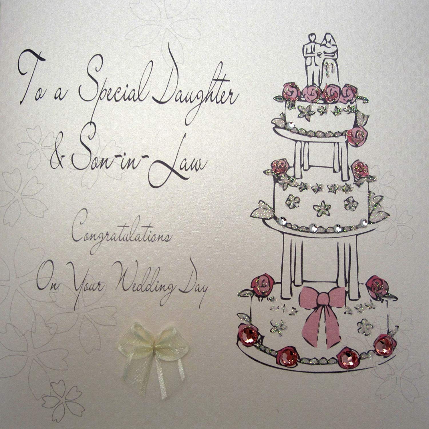 White Cotton Cards To A Special Daughter and Son-in-Law Congratulations on Your Wedding Day, BD28, 16cm x 16 cm
