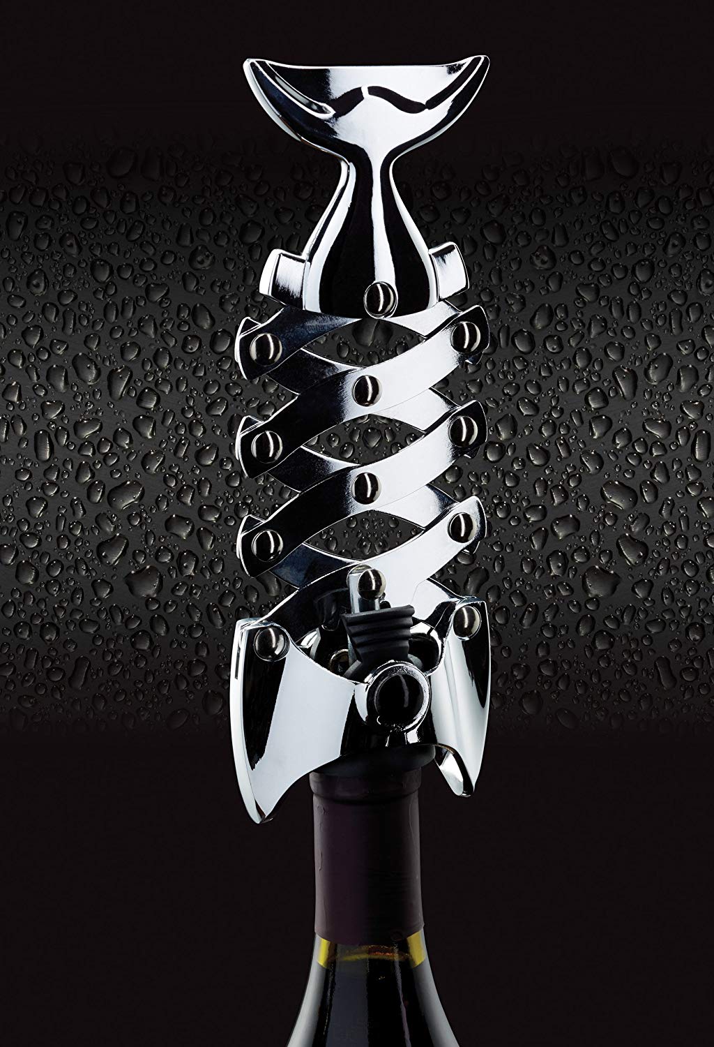BarCraft Lazy Fish Corkscrew and Bottle Opener, Stainless Steel Wine Opener, 16.5 x 7.5 x 4.5cm, Silver, 16.5 x 7.5 x 4.5 cm - Image 2