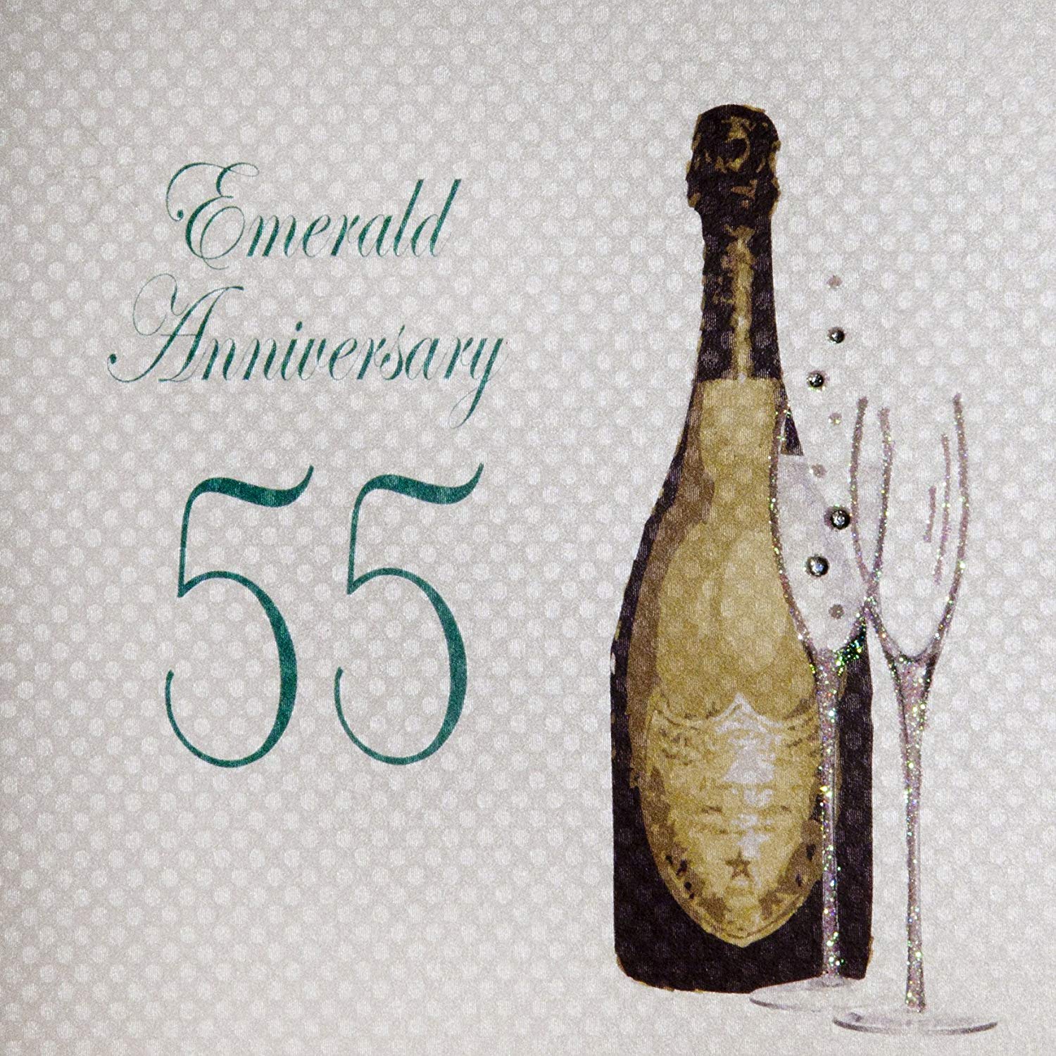 white cotton cards Emerald, Handmade 55th Wedding Anniversary Card (Green Bottle, Code A55), 16cm x 16cm