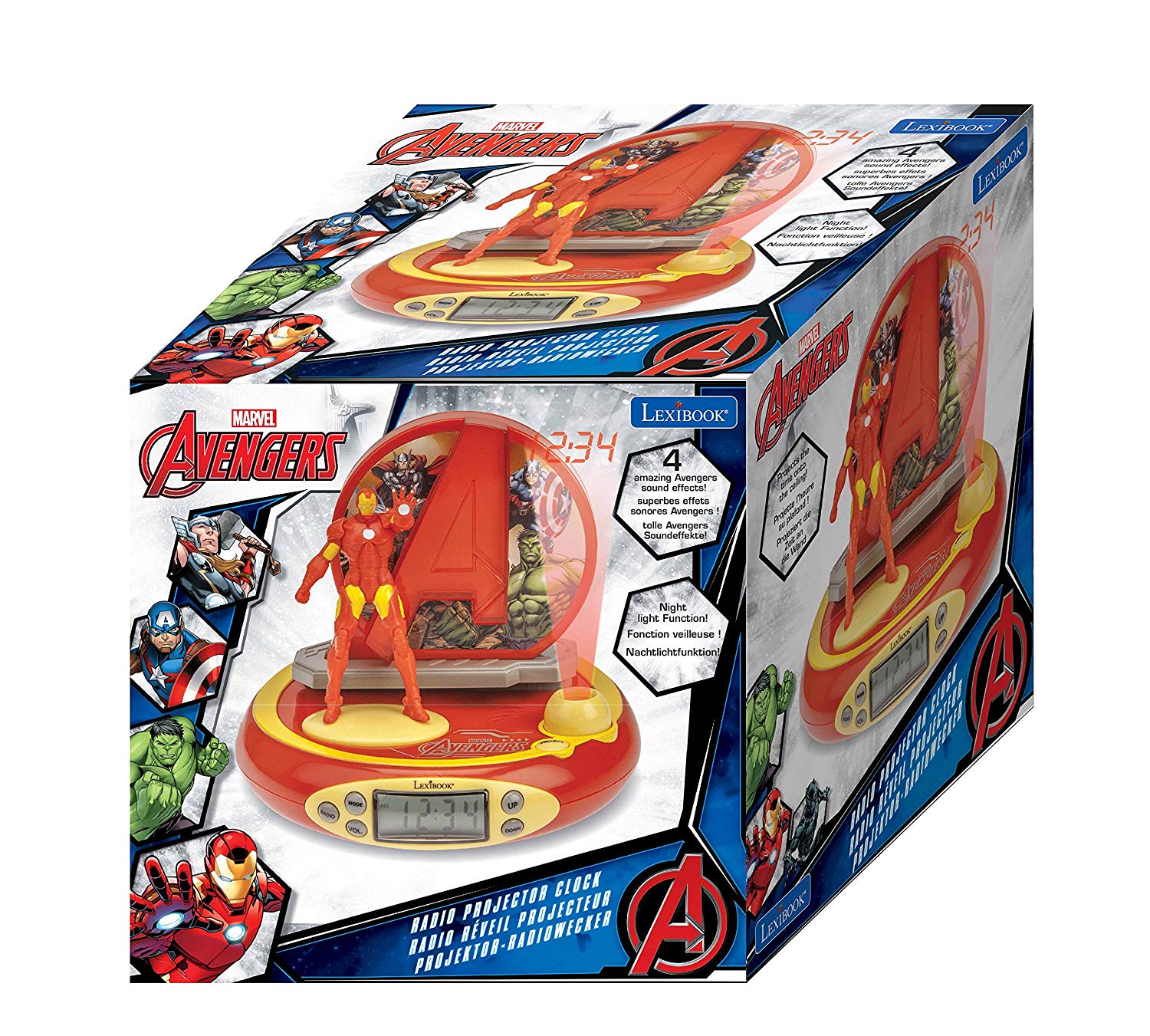 LEXIBOOK, The Avengers Iron Man, Projector Alarm Clock for kids Nightlight and time projection to the ceiling, Sound Effects - Image 3