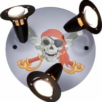 Elobra 131466 Children's Ceiling Lamp for Boys Pirate Design 30 x 30 x 20 cm Black Wood