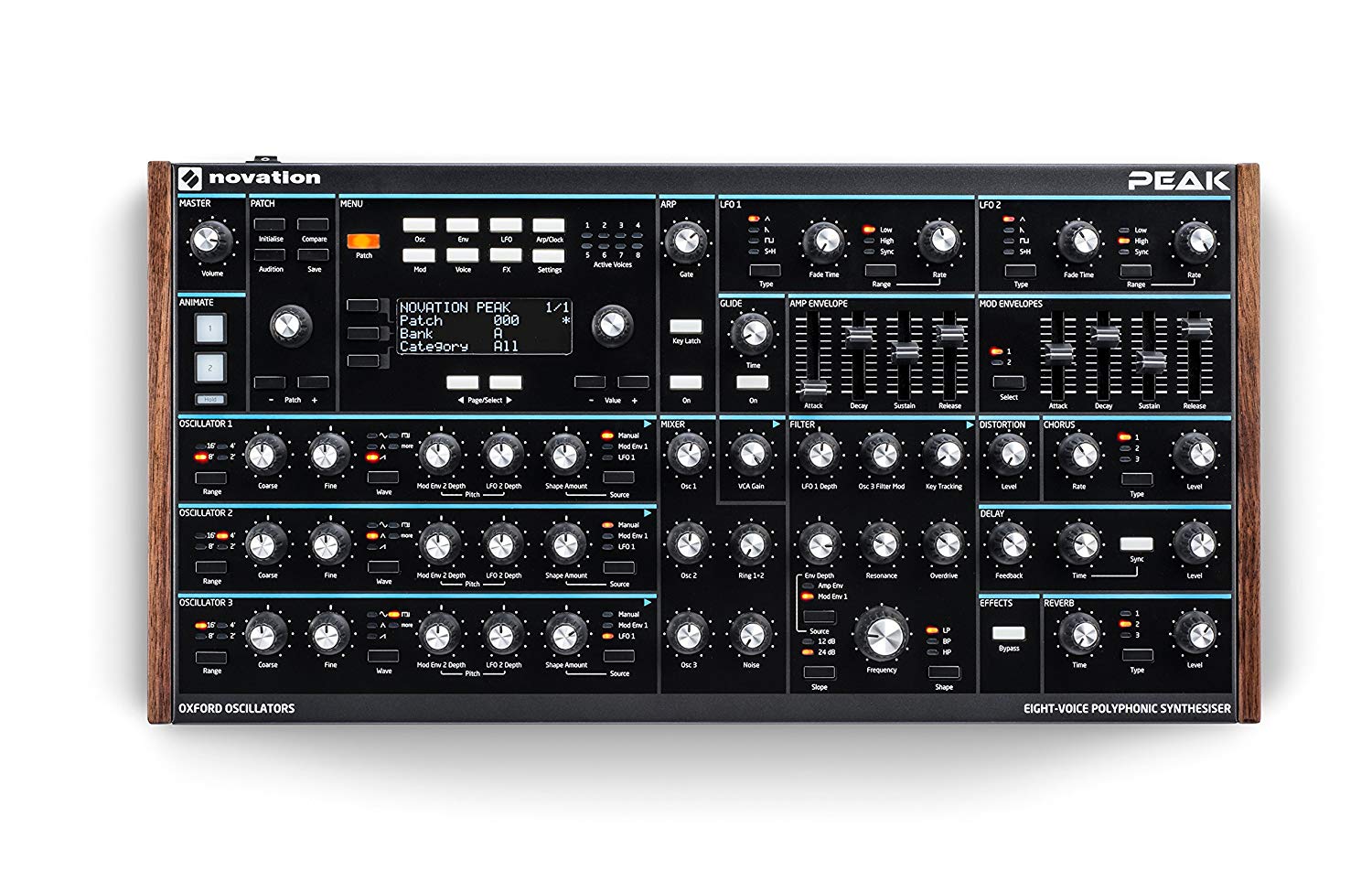 Novation Peak 8-Voice Desktop Polyphonic Synthesiser with 2 LFOs per voice, 16-slot modulation matrix - Image 4