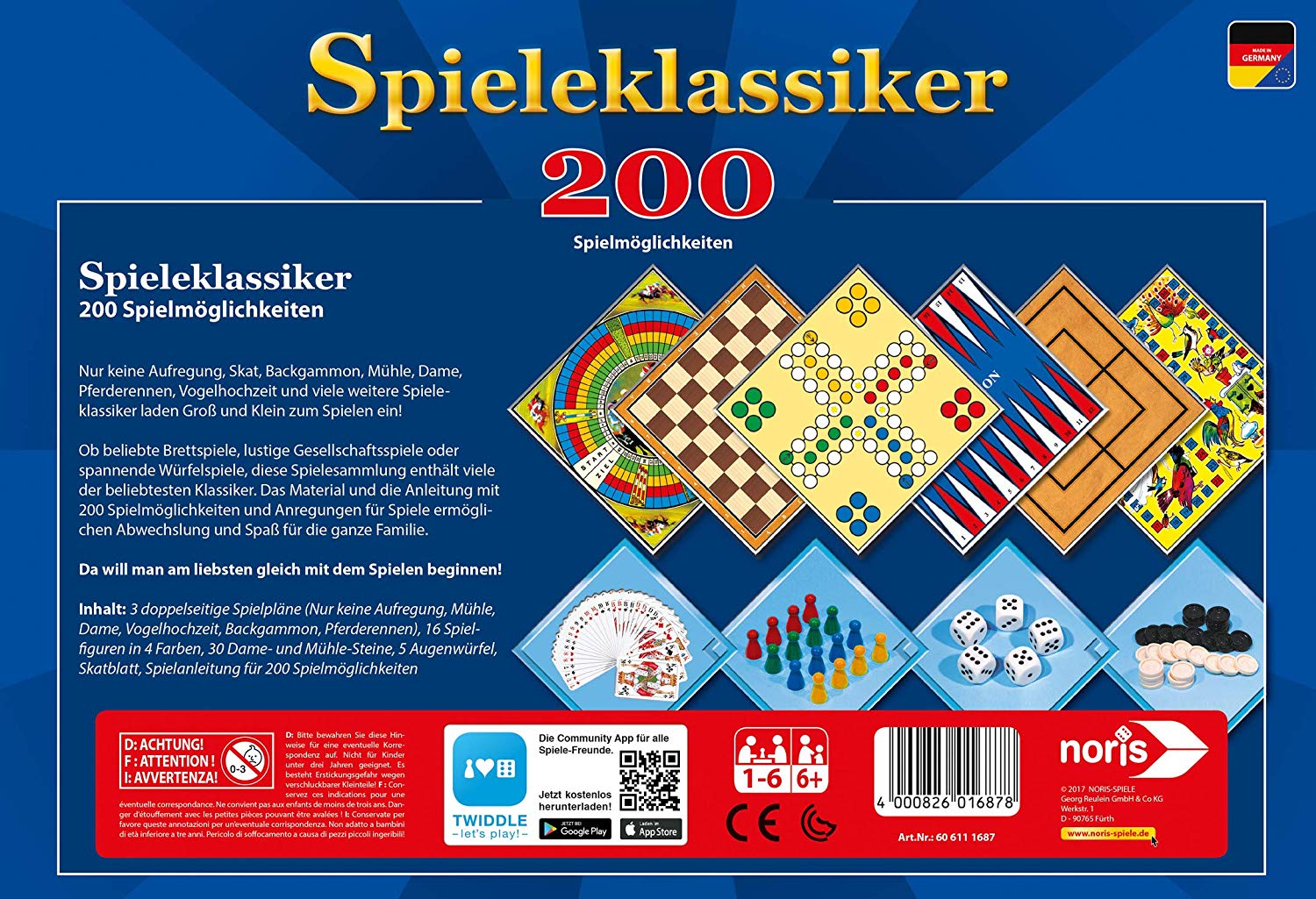 Noris 606111687 classic game with 200 playing options such as skat, mill, lady, backgammon or just no excitement - Image 2