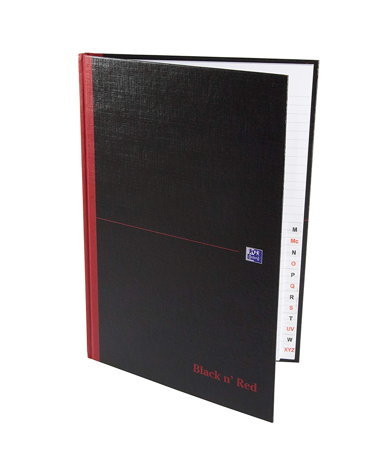Oxford Black n' Red A4 Hardback Casebound Notebook, Ruled with A-Z Index, 192 Page, 1 Notebook, Black/Red, A4 Casebound - Image 2