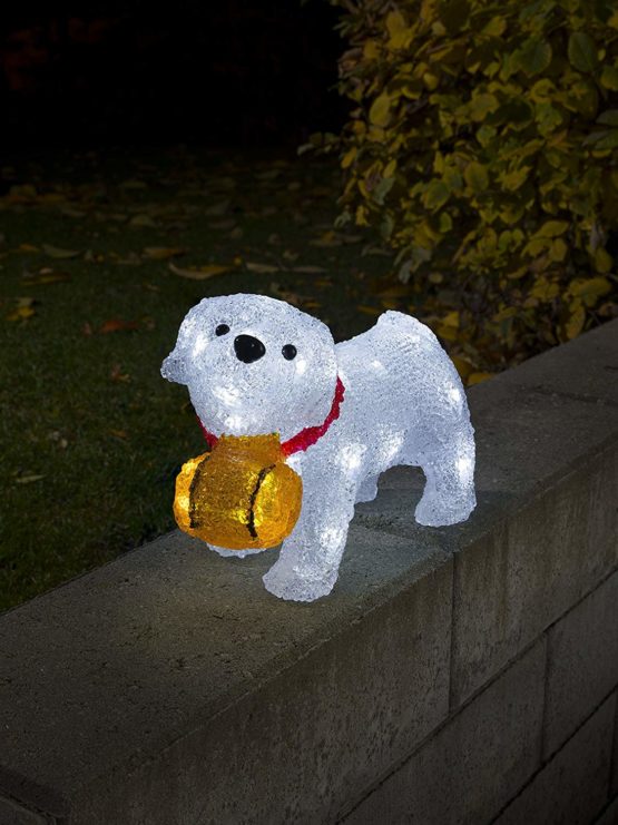 "Konstsmide LED Acrylic Figure"Saint Bernard Puppy"/Outdoor Christmas Lights (IP44) or Indoor Use/Battery operated: 4xAA 1.5V (excl.) / 6h timer / 32 Ice White LED Lights/Transparent Cable", 6130-203 - Image 3