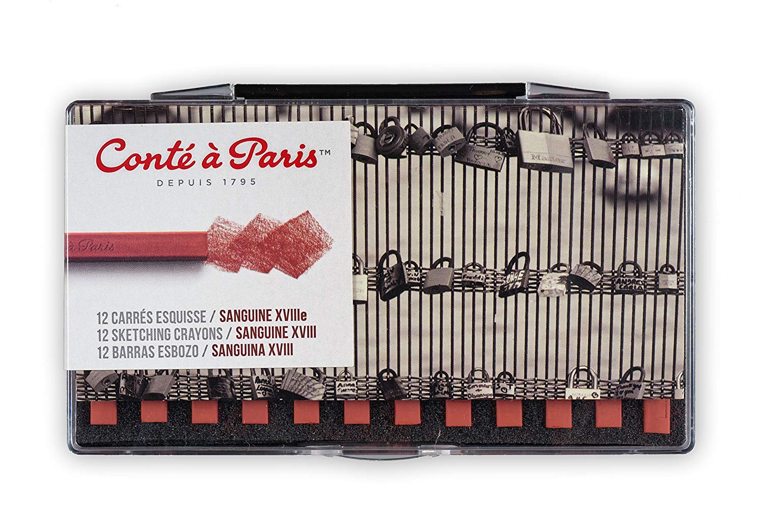 Conté à Paris Sketching Carre Crayons - Sanguine XVIIIth C (Pack of 12), red, 12 count (Pack of 1)