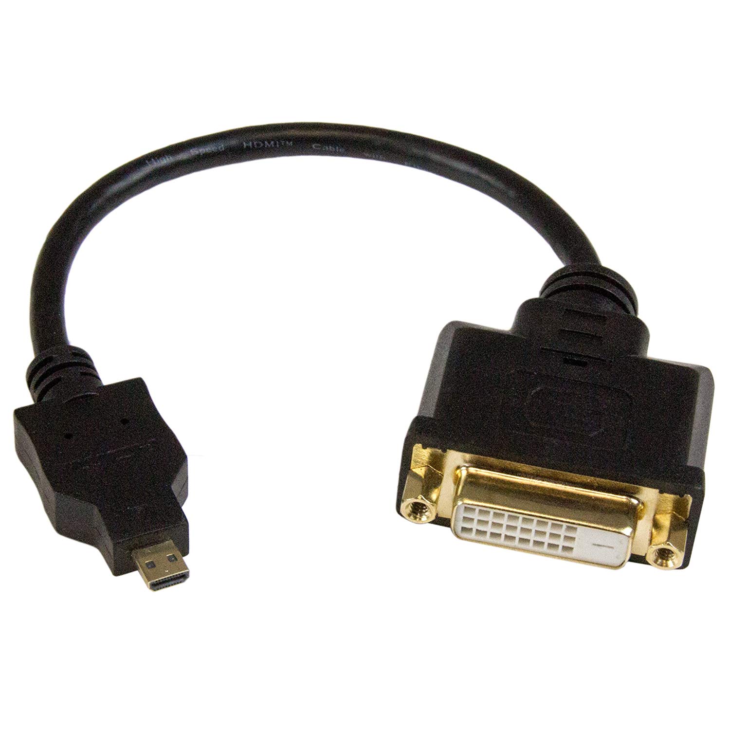 StarTech.com 8in Micro HDMI to DVI-D Adapter M/F, 8in Micro HDMI to DVI Cable