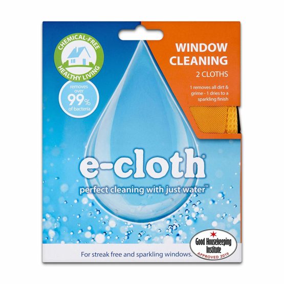 E-Cloth Window Cleaning Set, Reusable Microfibre Cleaning Cloths, 300 Wash Guarantee, Orange, 2 Cloth Set - Image 2