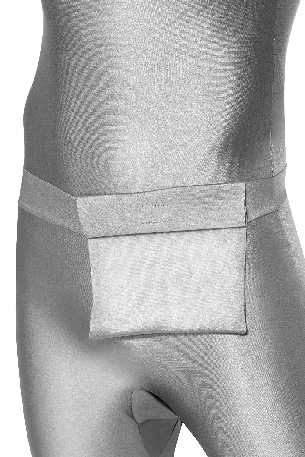 Smiffys Robotic Second Skin Costume, Grey Mask, Concealed Fly, Under Chin Opening & Bum Bag, Halloween Adult Fancy Dress - Image 4