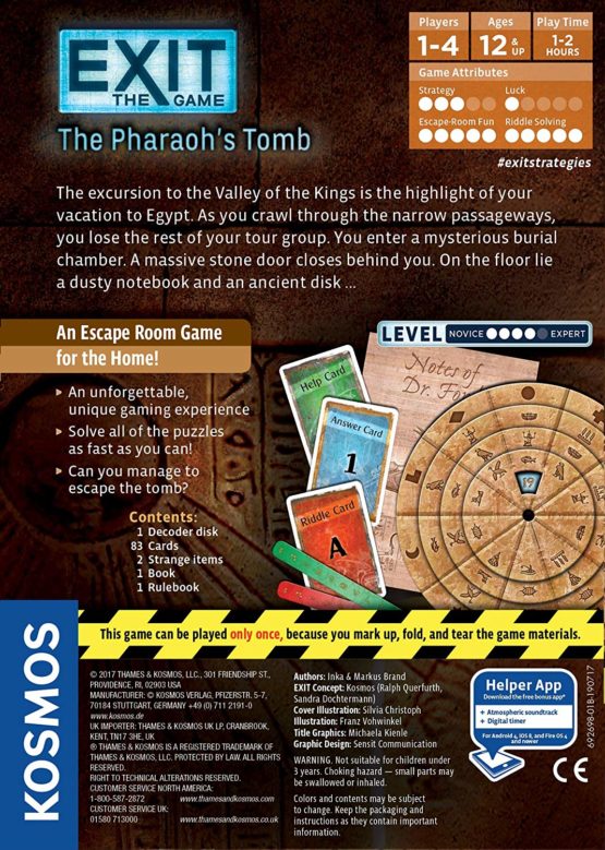 Thames and Kosmos | 692698 | EXIT - The Game | The Pharaoh's Tomb | Level: Professional | Unique Escape Room Game | 1-4 Players | Ages 12+ - Image 2