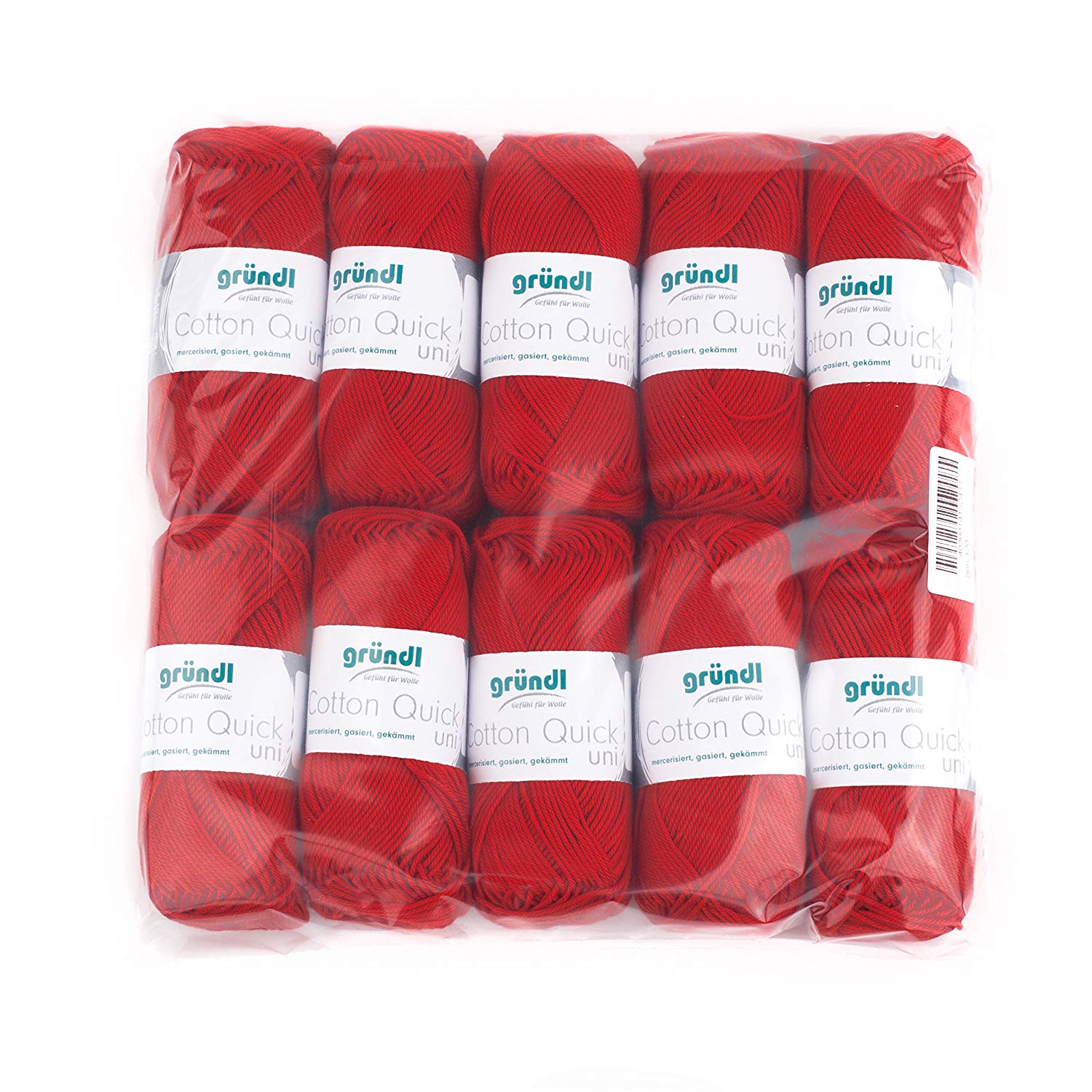 Gründl Value Pack Cotton Quick Yarn, Cotton, cherry, 29 x 12 x 7 cm, 10 x 50 g
