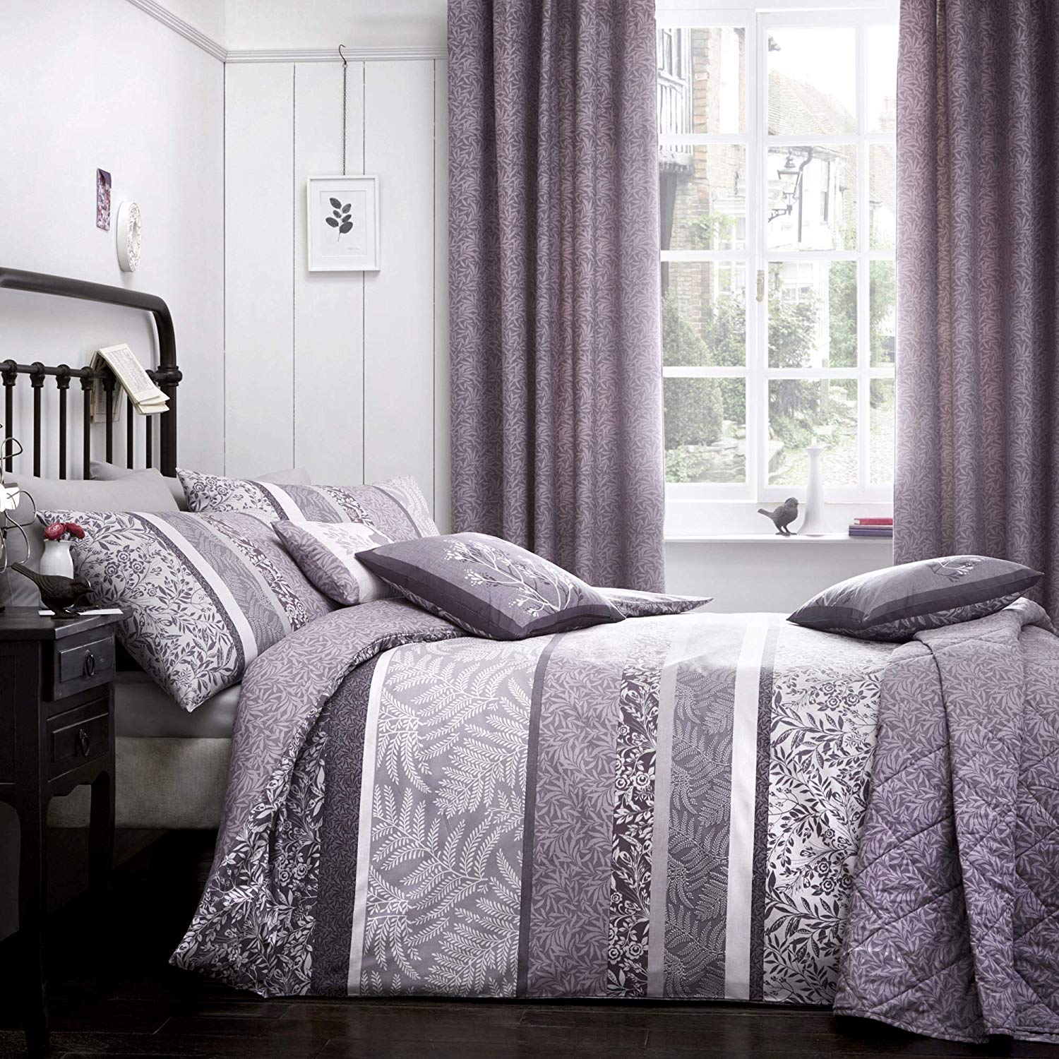Dreams & Drapes - Hanworth Lined Eyelet Curtains - 66" Width x 72" Drop (168 x 183cm), Heather, Purple - Image 2