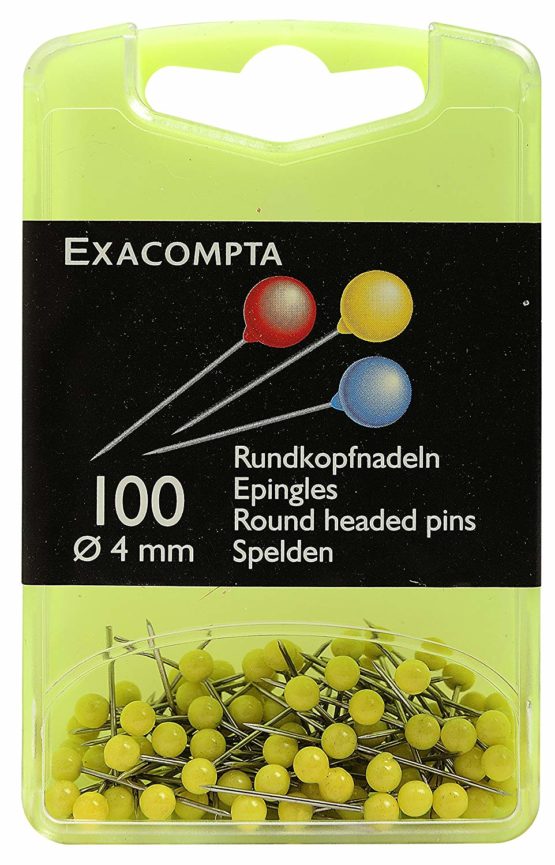 Exacompta Round Head Push Pins - Yellow
