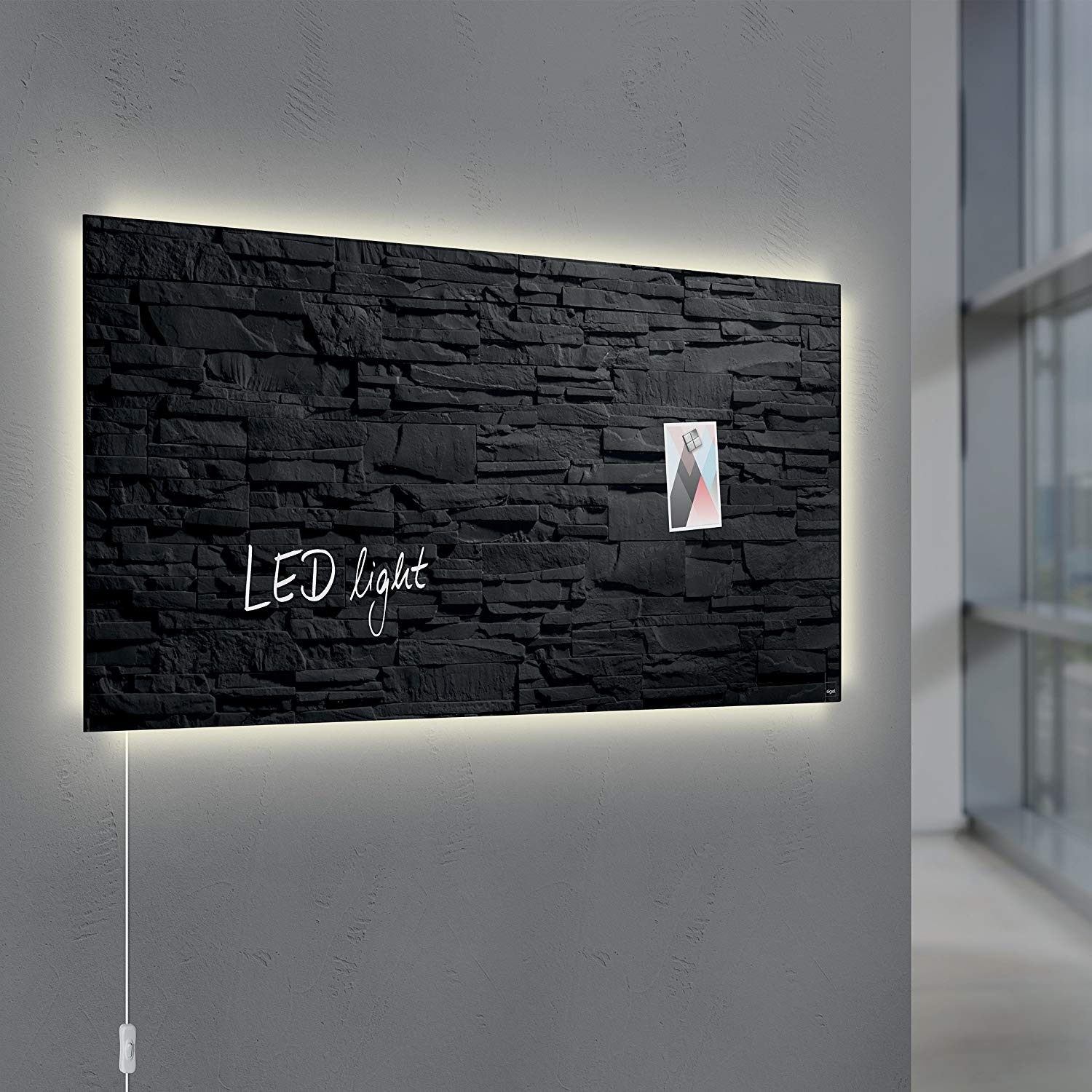 SIGEL GL457 Premium Glass Magnetic Board, Glossy Surface, 91 X 46 Cm, With Led Lighting, Easy Mounting, Anthracite - Artverum - Image 2