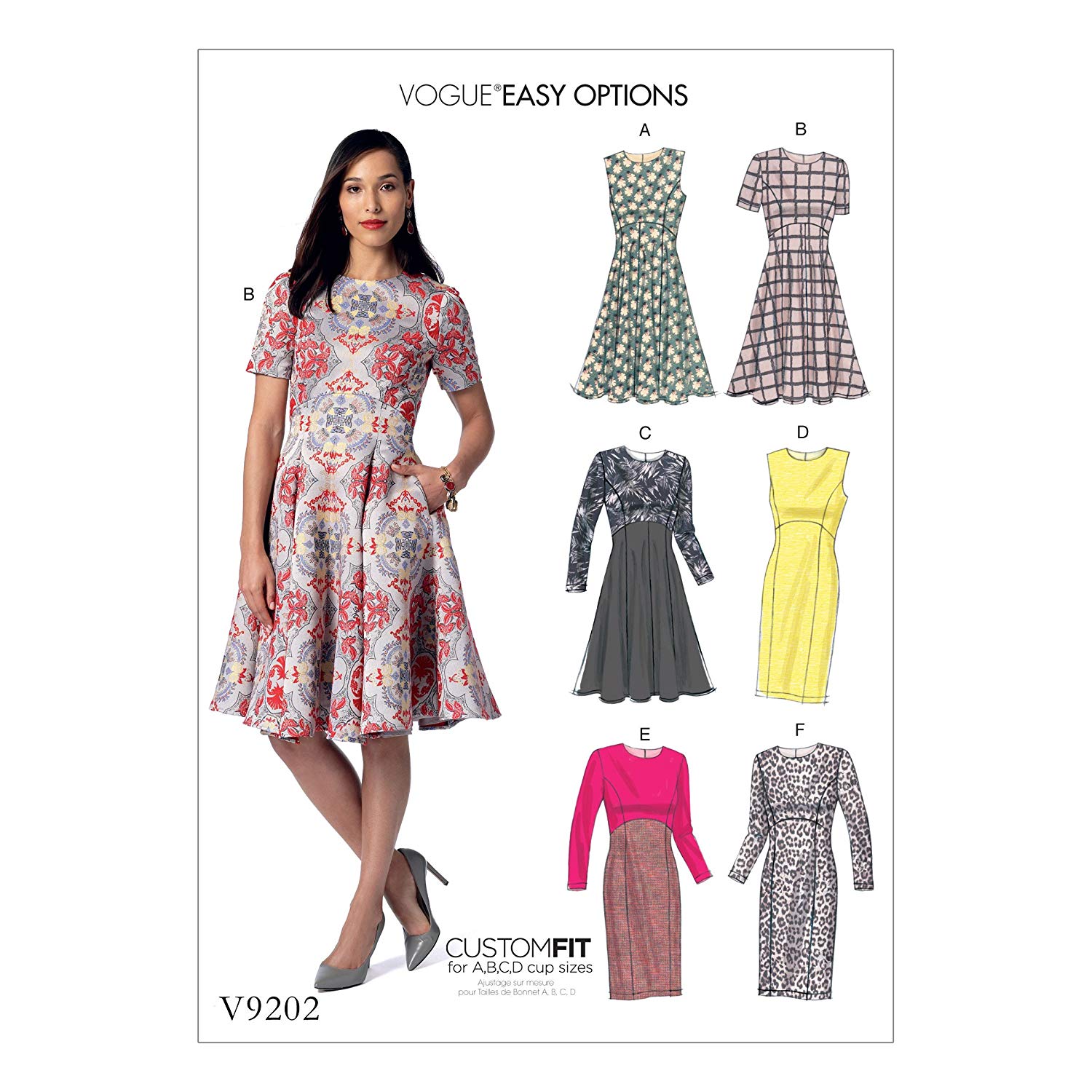 Vogue Patterns 9202, Misses Dress,Sizes 14-22, Paper, Multicoloured, E5 (14-16-18-20-22), Green