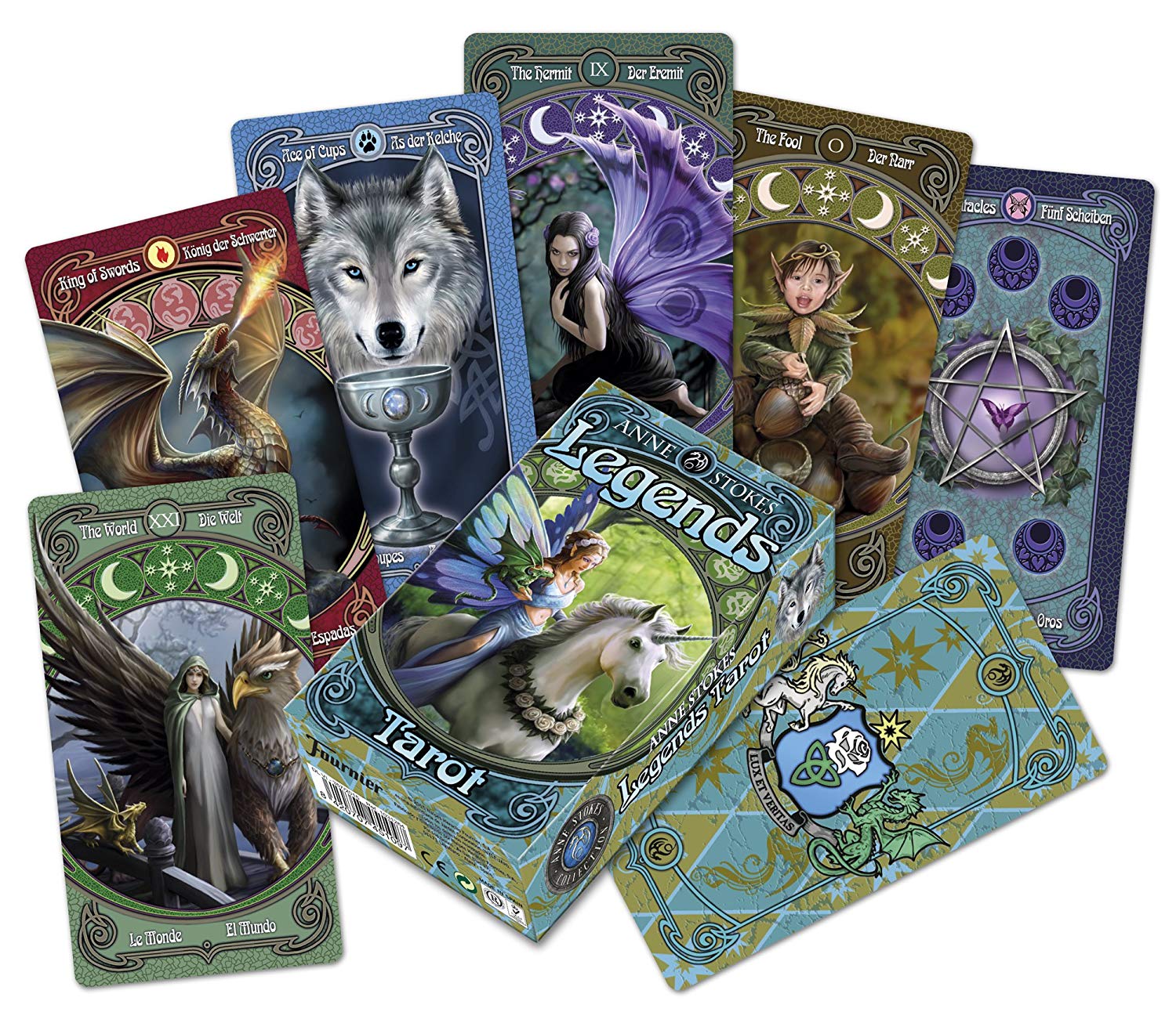 Fournier Anne Stokes Legends Tarot Cards 12cm Blue, Size 12cm - Image 2