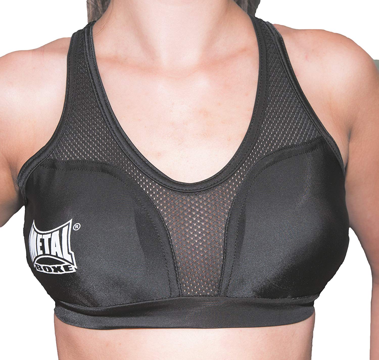 Metal Boxe Women's Bra with Protective Shells, Black, S