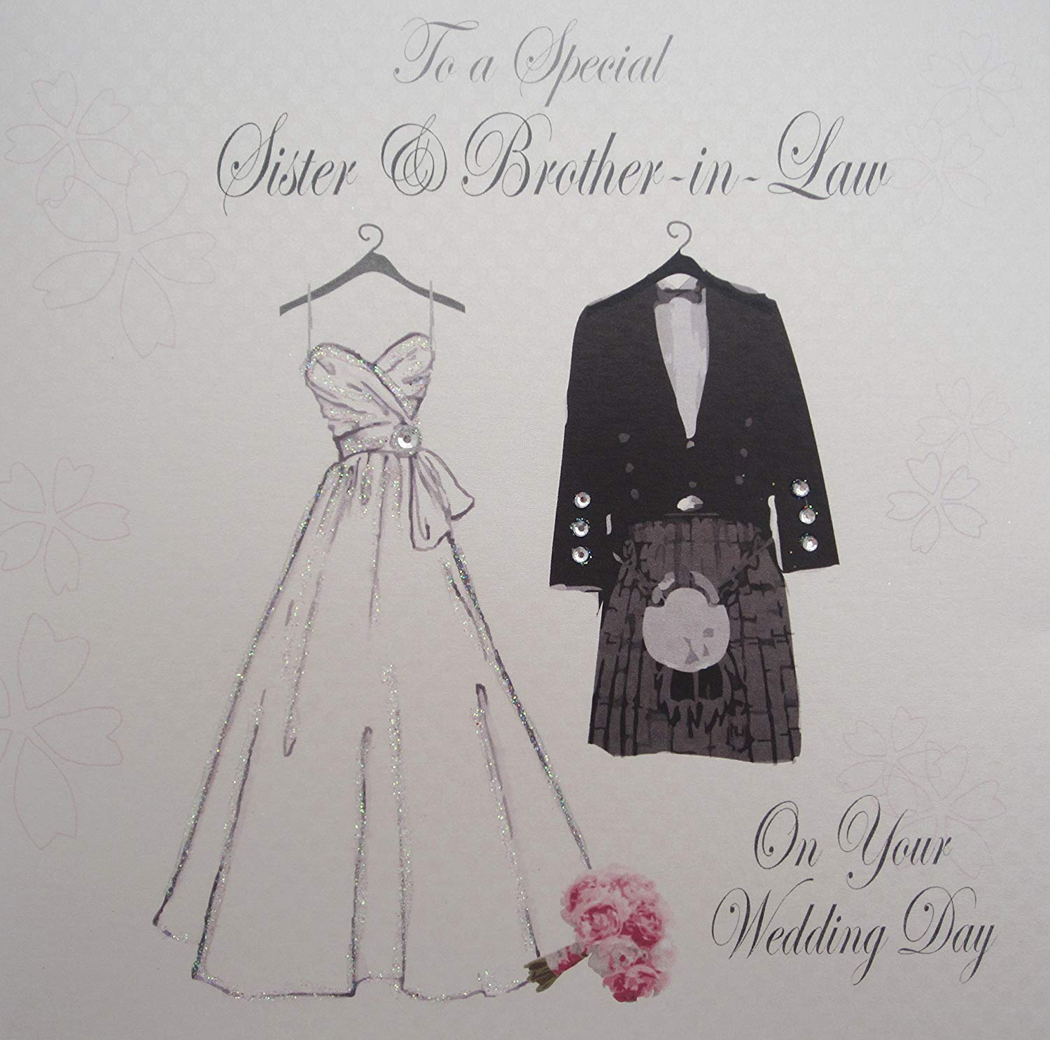 WHITE COTTON CARDS To A Special Sister & Brother-in-Law Day Handmade Wedding Card, PS18, 16cm x 16cm