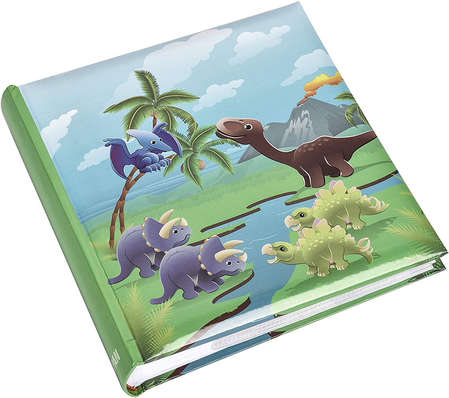 Arpan 4 x 6'' Kids Cute Dinosaurs in Prehistoric Scene Slip In Memo Childrens Photo Album For 200 Photos, Green - Image 2