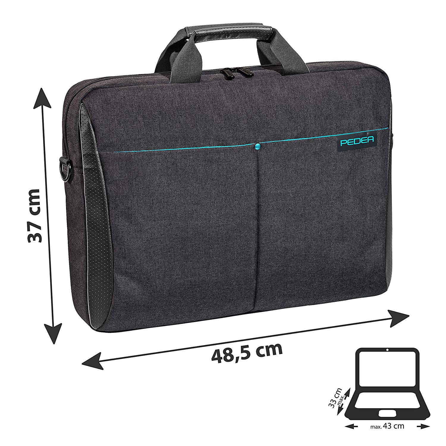 PEDEA laptop bag "Lifestyle" bag for notebooks with screens up to 17.3 inches (43.9 cm); shoulder bag with shoulder strap, black - Image 2