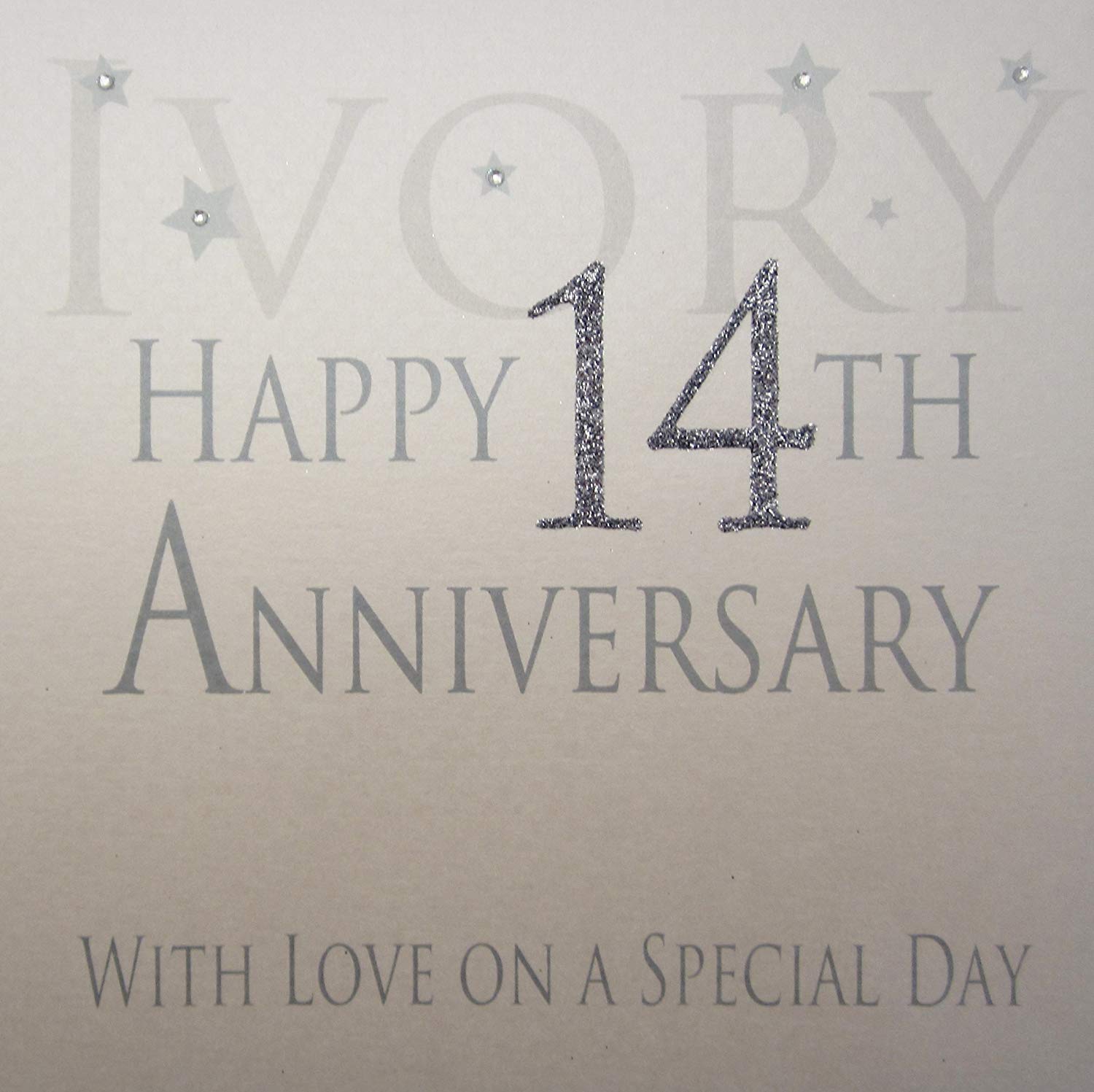 white cotton cards AW14 "Ivory Happy 14th Anniversary With Love On A Special Day" Handmade Card, 16x16xm