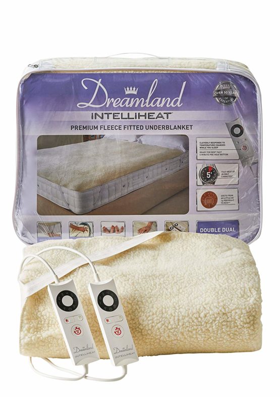 Dreamland Intelliheat fast heat up premium soft fleece electric underblanket double, electric